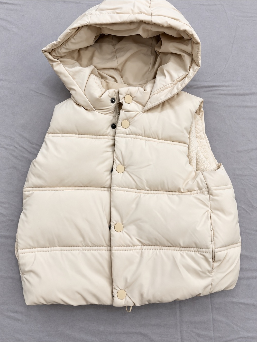 Zara Kids Cream Hooded Puffer Vest 2-3Y Water Repellent